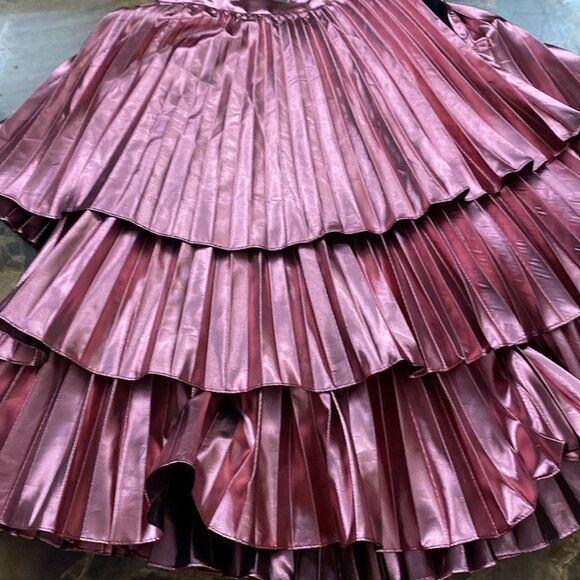 Tanya Taylor Elegant Pink  metallic Tiered Skirt, US8 - Picture 5 of 9